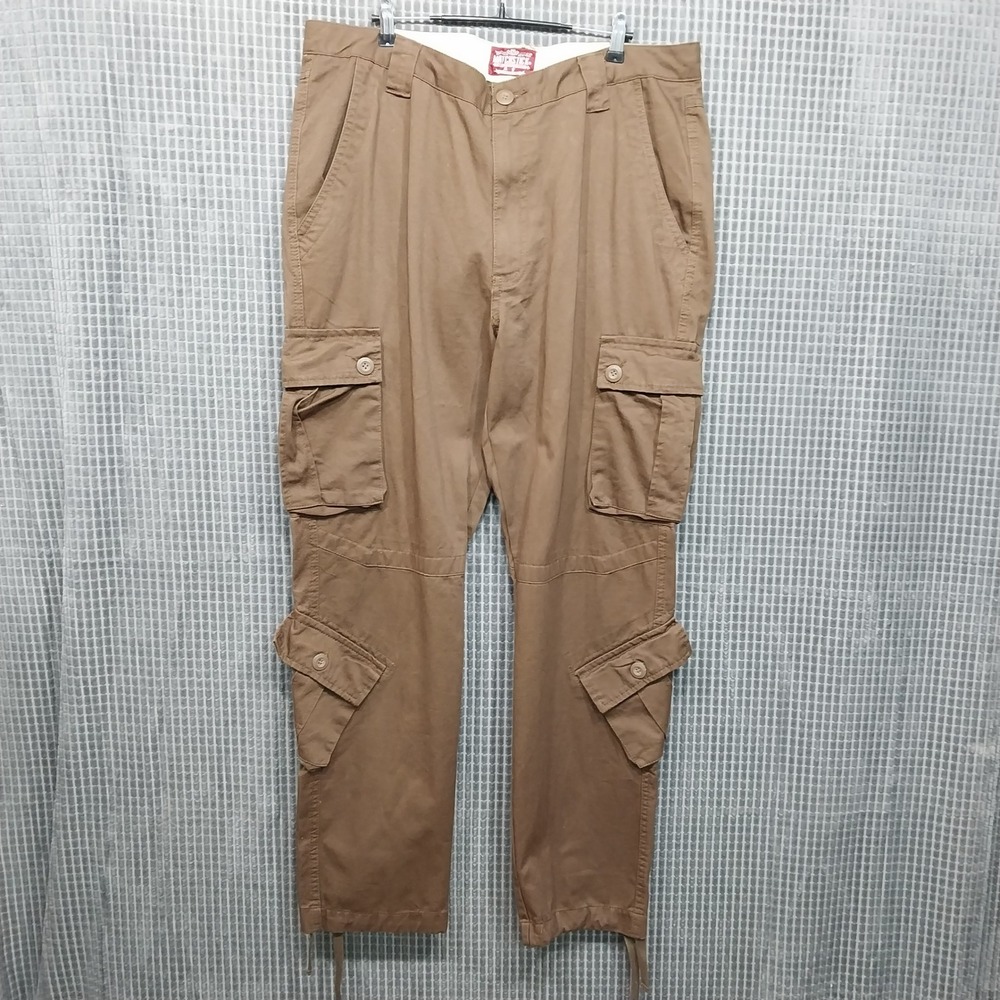 Matchstick Mens Cargo Pants Multi Pocket Workwear 38 Brown